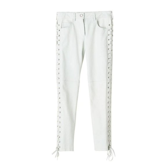 Isabel Marant for H&M Lace Up Leather Pants 26" / Size 6 / White Cigarette Fit - Picture 2 of 8